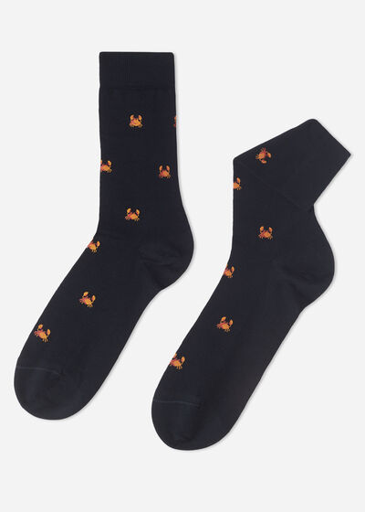 Pánske krátke ponožky z mercerovanej bavlny s morským vzorom