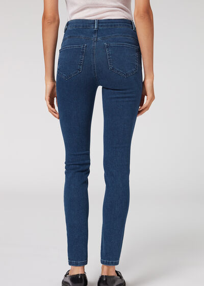 Skinny Push-up-Jeans aus Soft-Touch-Gewebe mit hohem Bund