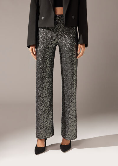 Leggings palazzo à paillettes