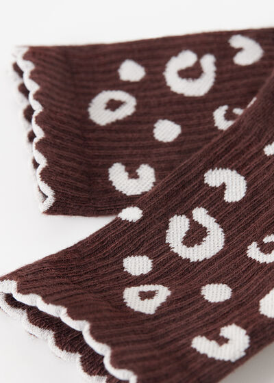 Animal Print Ribbed Short Socks