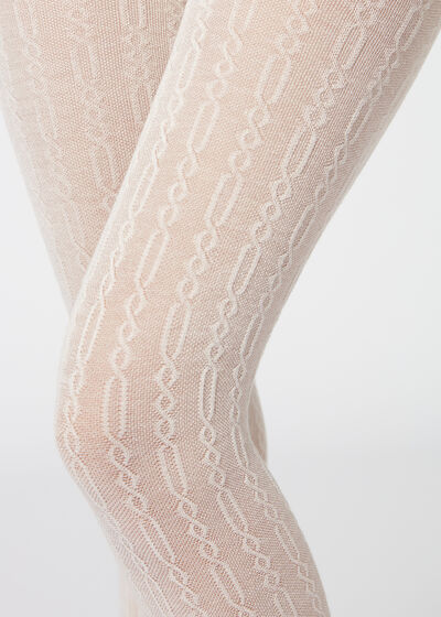 Braid Motif Cashmere Blend Tights