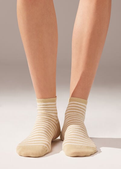 Κοντές Κάλτσες από Λινό με Ρίγες