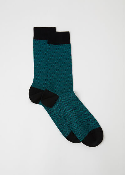 Pánske krátke ponožky s geometrickou textúrou
