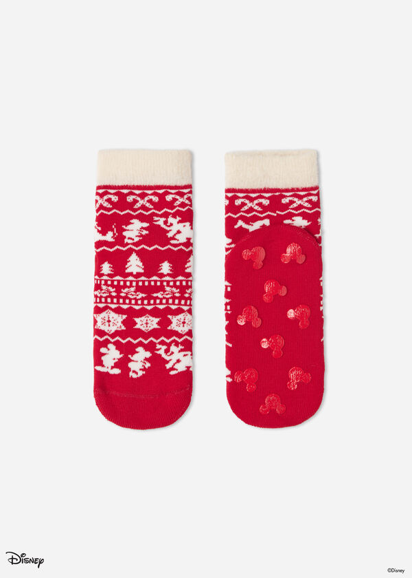 Chaussettes antidérapantes Disney Famille style Noël norvégien pour enfants