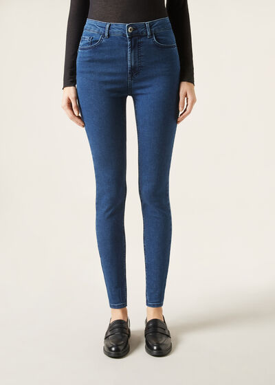 Skinny Push-up-Jeans aus Soft-Touch-Gewebe mit hohem Bund
