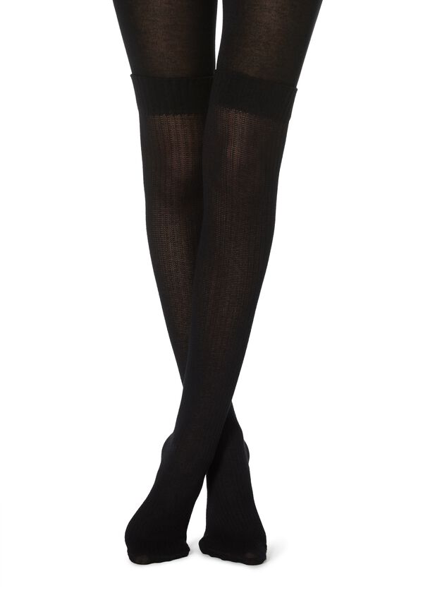 Cashmere over-the-knee effect tights