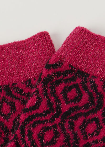Short Cashmere Socks with Wave Pattern