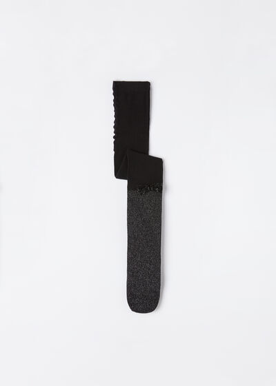 Girls’ Bow Glitter Longuette Tights