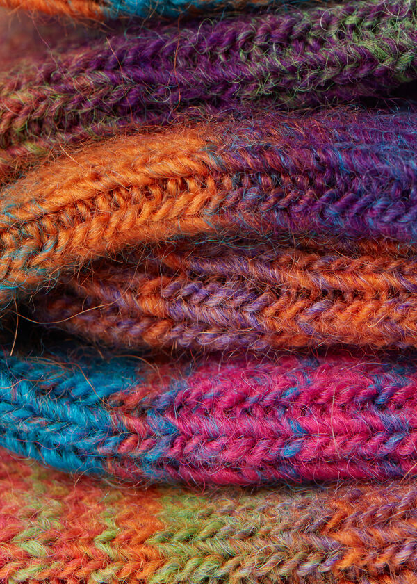 Chaussettes courtes en laine à rayures multicolores