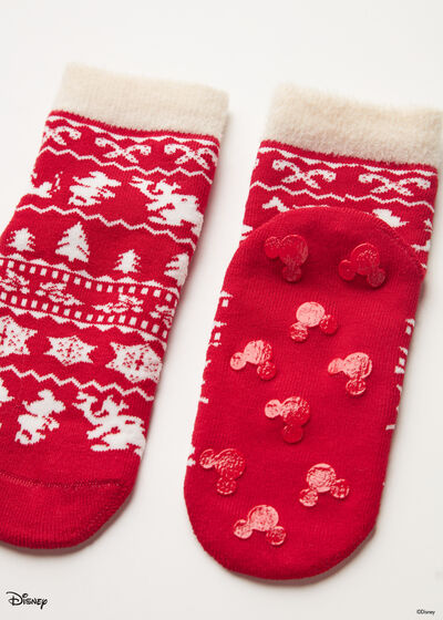 Detské protišmykové ponožky s vianočným nórskym vzorom Disney z kolekcie pre celú rodinu