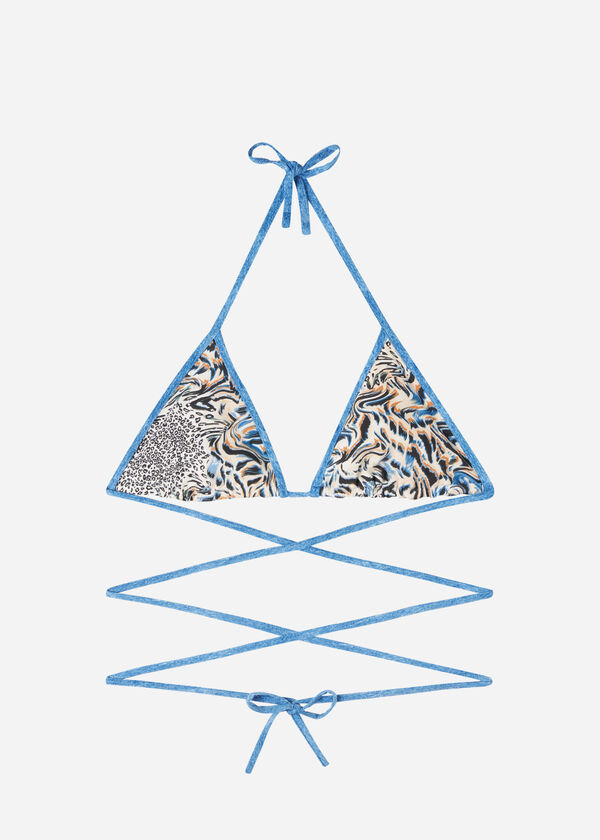 Zvierací obojstranný trojuholníkový vrchný diel plaviek Mykonos