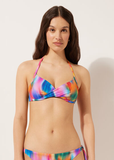 Sutien Triunghi Căptușit Costum de Baie Rainbow Shades