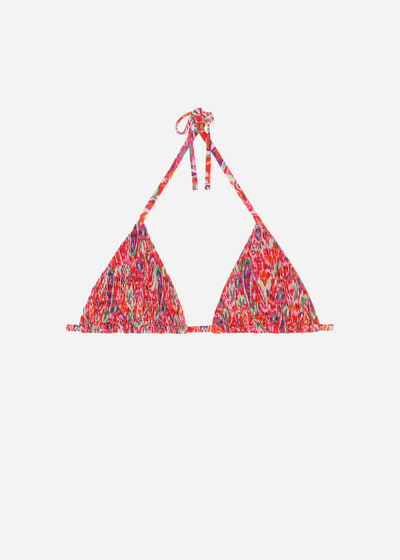 Háromszög Fazonú Bikini Felső Kivehető Kosárbéléssel Vibrant Paisley