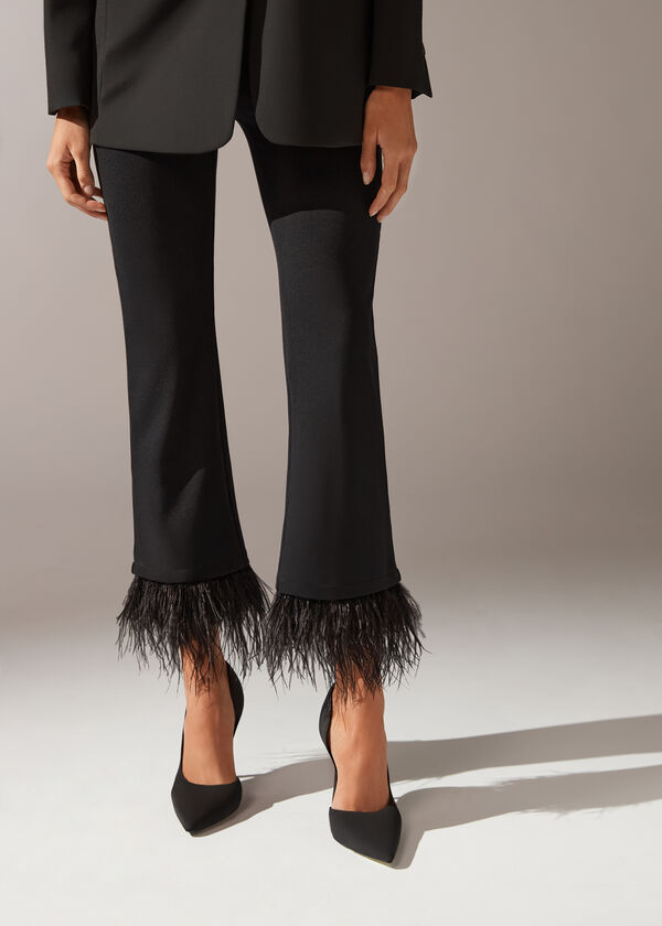 Cropped Flared Leggings with Feathers - Calzedonia