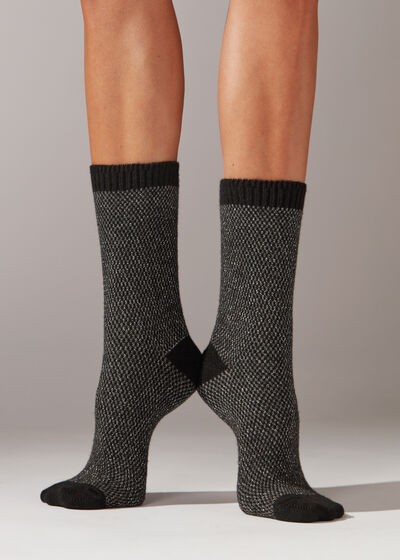 Cashmere Blend Short Socks with Glitter