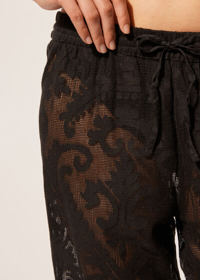 Embroidered Mesh Trousers