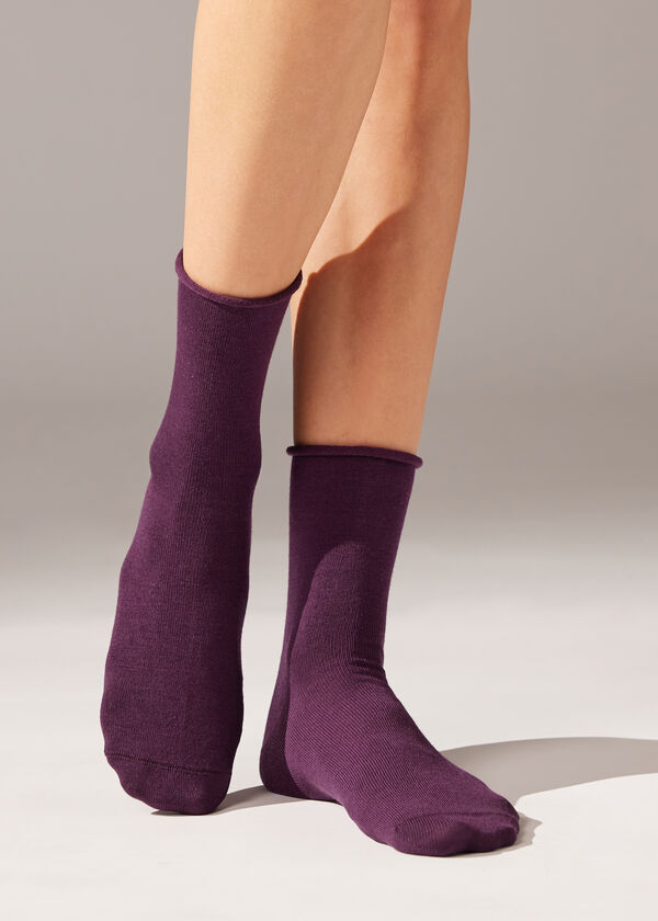 Korte sokken in wol en katoen