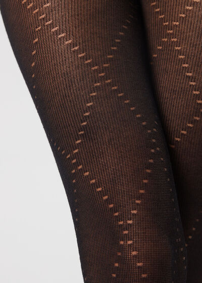 Collant en cachemire à motifs de grands losanges ajourés