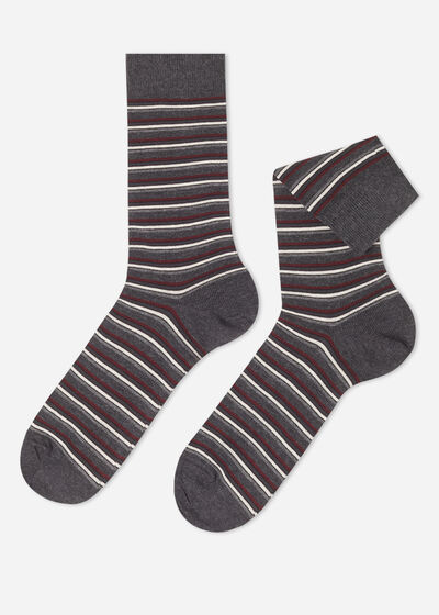 Men’s Stripe-Patterned Short Socks