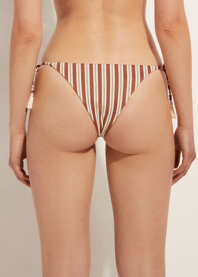 Brazilian-Bikinihose mit Schleifen und Streifenmuster Rodi