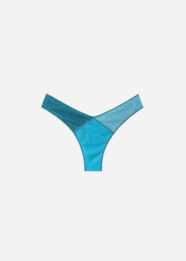 Bas de maillot brésilien échancré à fibres métalliques Lisbona