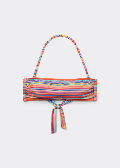 Bandeau Bikini Top Colorful Stripes
