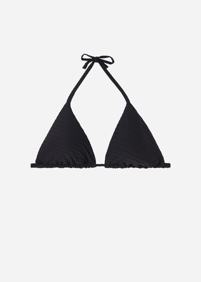 Triangelformad bikiniöverdel med uttagbar vaddering 3D Black Waves