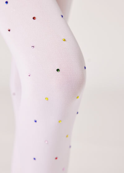 Collants com Strass Multicolorido para Menina