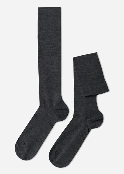 Chaussettes longues en laine et coton pour homme