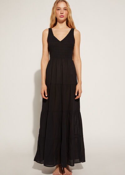 Vestido Largo con Falda de Volantes