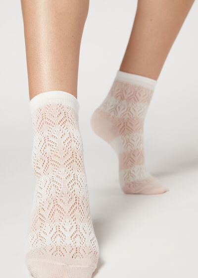 Openwork and Striped Short Socks
