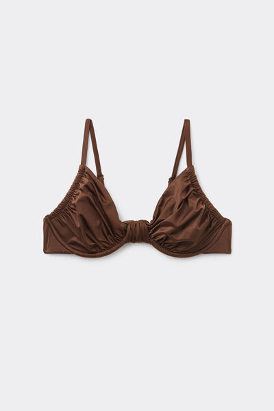 Calzedonia Balconette Bikini Shiny Satin Mujer Marrón Tamaño 2