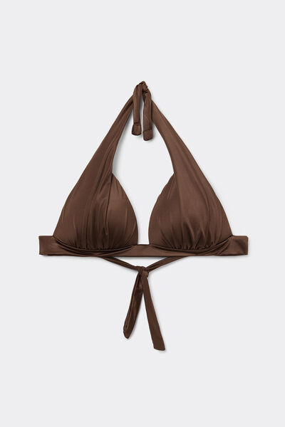 Calzedonia Bikini Triángulo Relleno Gradual Shiny Satin Mujer Marrón Tamaño 1