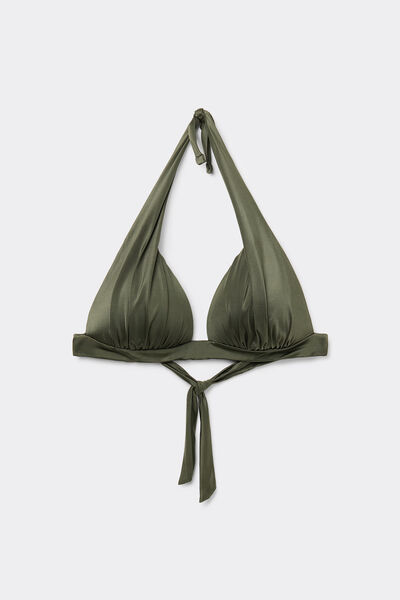 Calzedonia Bikini Triángulo Relleno Gradual Shiny Satin Mujer Verde Tamaño 1