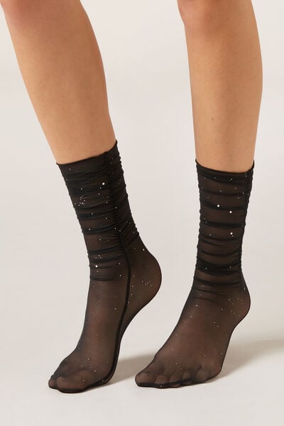 Calzedonia Calcetines Fruncidos Mujer Negro Tamaño TU