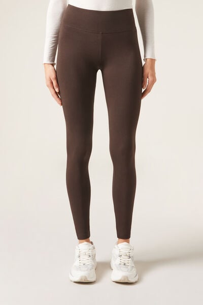Calzedonia Leggings de algodón para mujer Mujer Marrón Tamaño XL
