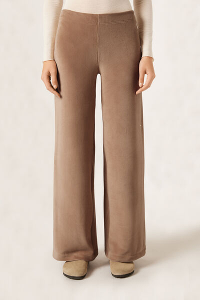 Calzedonia Pantalón Palazzo de Terciopelo Mujer Marrón Tamaño XS