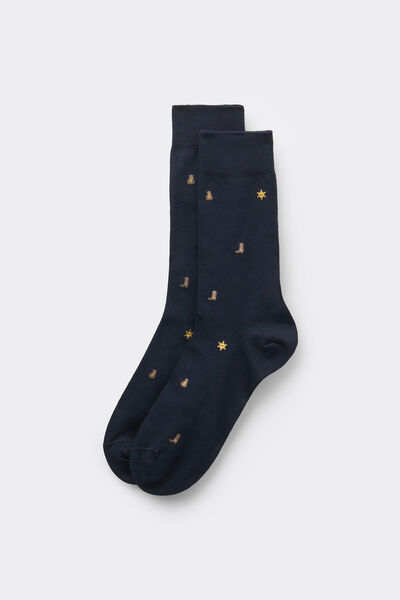 Calzedonia Calcetines Algodón Estampado Divertido Hombre Hombre Azul Tamaño TU