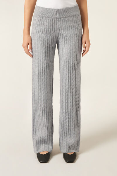 Calzedonia Pantalón Palazzo Trenza Mujer Gris Tamaño S