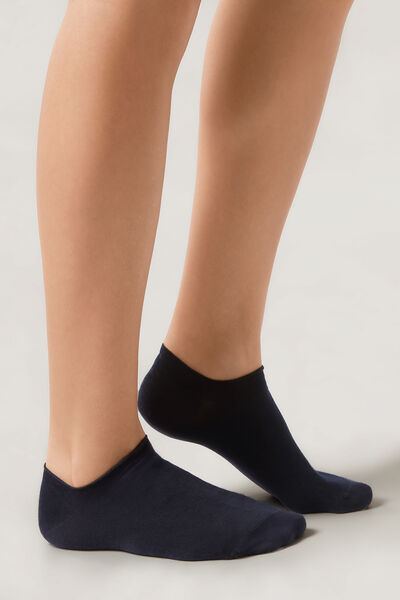 Calzedonia Calcetines Tobilleros Unisex De Algodón Hombre Azul Tamaño 37-39