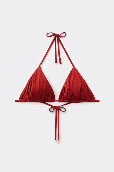 Calzedonia Top de bikini con brillo triangular y relleno extraíble Mujer Rojo Tamaño 3
