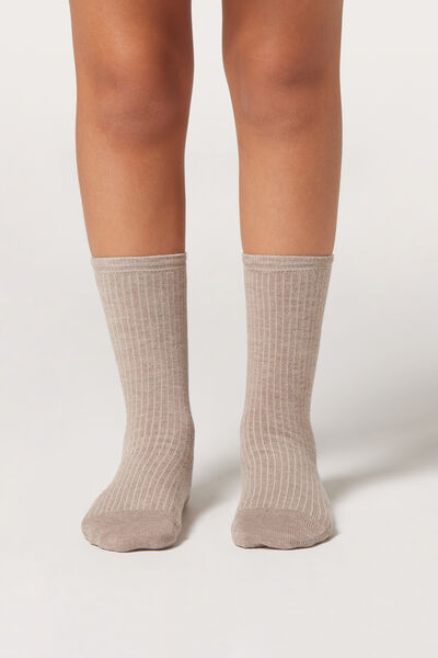 Calzedonia Calcetines con Cashmere y Purpurina Niña Unisex Natural Tamaño 29-32
