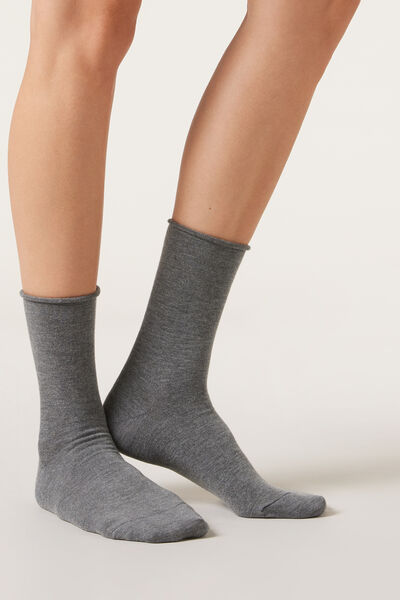 Calzedonia Calcetines cortos con cachemira Mujer Gris Tamaño 39-41