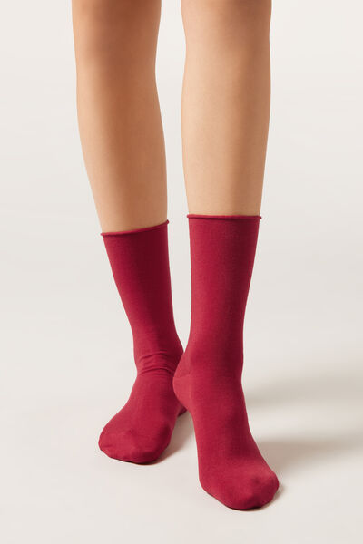 Calzedonia Calcetines cortos con cachemira Mujer Rojo Tamaño 39-41