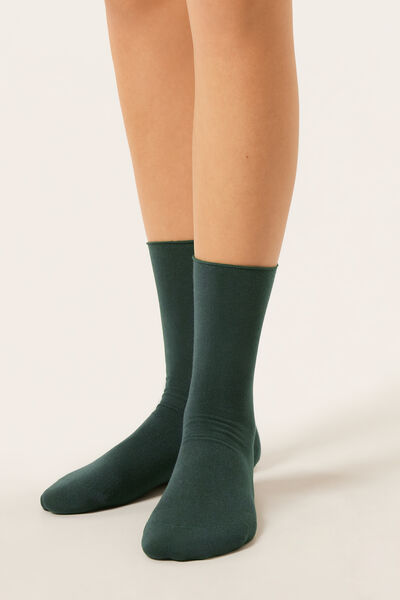 Calzedonia Calcetines cortos con cachemira Mujer Verde Tamaño 39-41