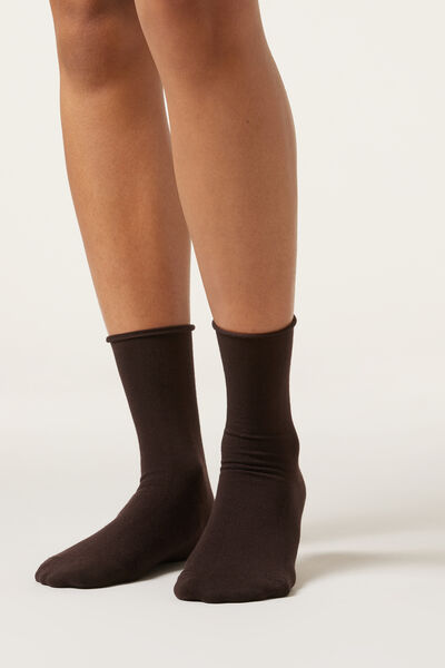 Calzedonia Calcetines cortos con cachemira Mujer Marrón Tamaño 36-38