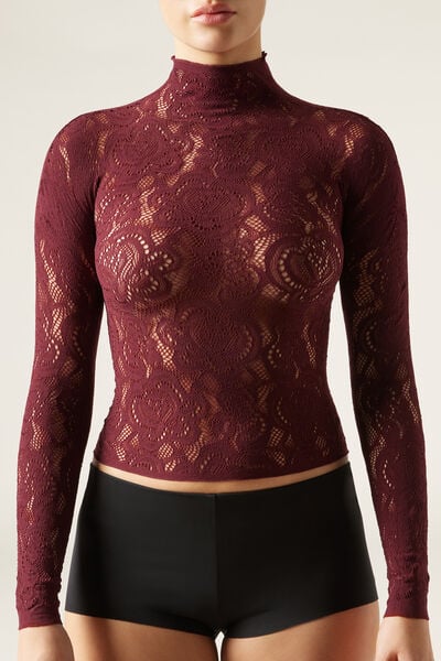 Calzedonia Top de Encaje Mujer Rojo Tamaño M/L
