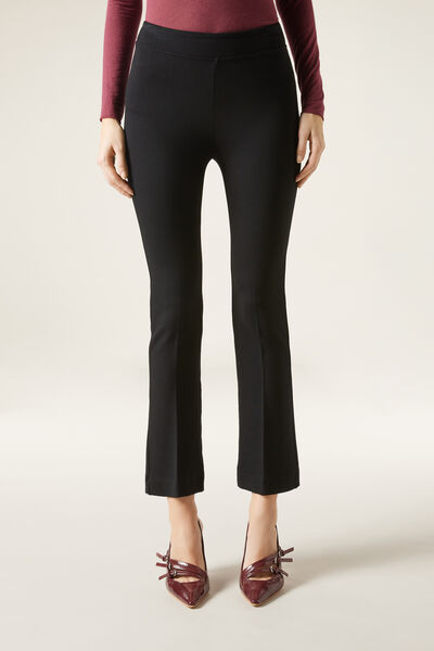 Calzedonia Pantalón Acampanado Cropped Mujer Negro Tamaño M