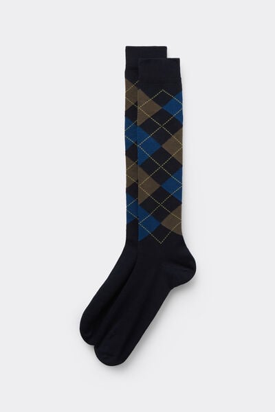 Calzedonia Calcetines Largos Algodón Estampado Hombre Hombre Azul Tamaño TU