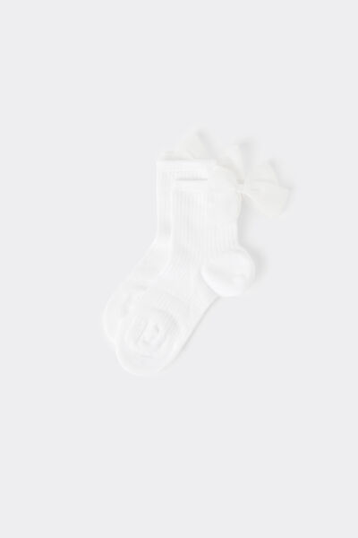 Calzedonia Calze Corte con Fiocco da Bambina Unisex Bianco Velikost 33-36